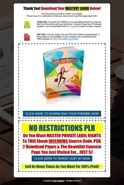 Self Improvement Handbook PLR Ebook
