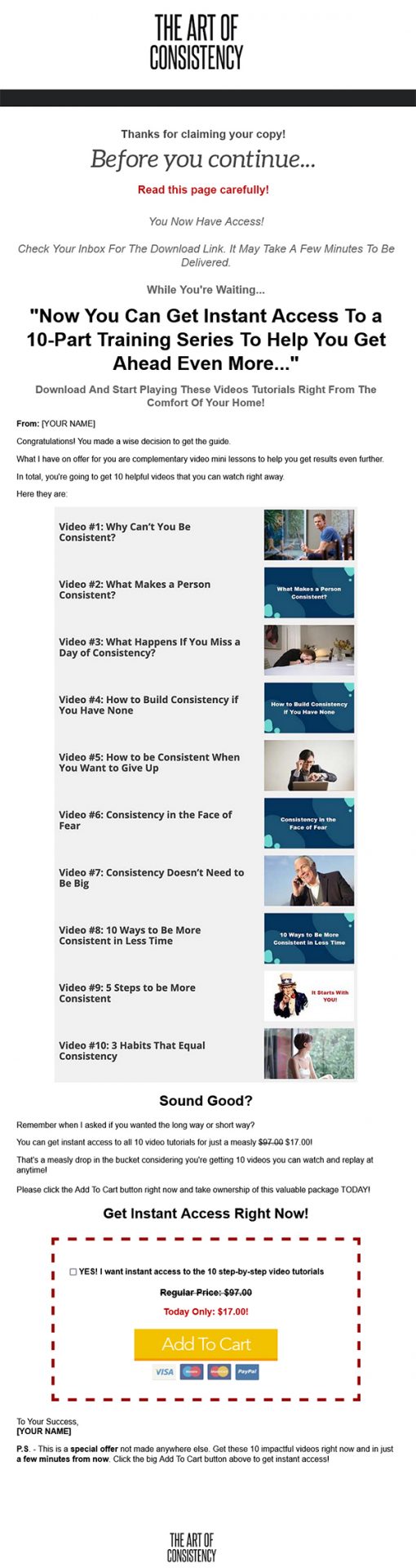 Art of Consistency Ebook and Videos MRR