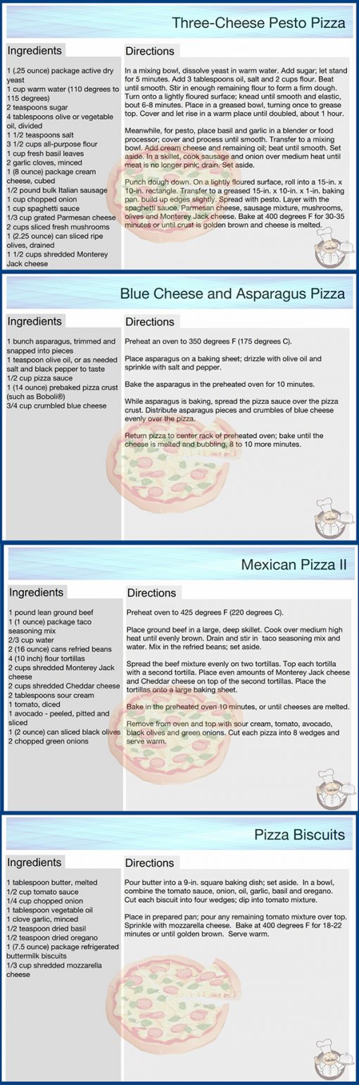Pizza Cooking Recipes PLR Graphics