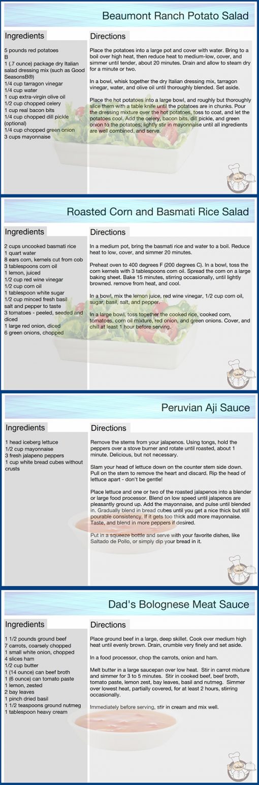 Salads and Sauces Cooking Recipes PLR Graphics Samples