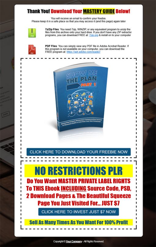 Show Me the Plan Network Marketing PLR Ebook Series
