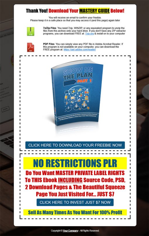 Show Me the Plan Network Marketing PLR Ebook Series