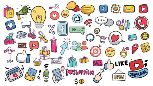 Social Media Hand Drawn Stickers PLR Graphics