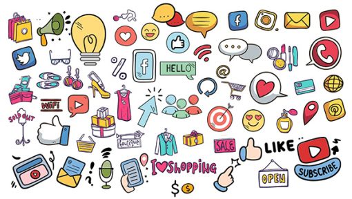 Social Media Hand Drawn Stickers PLR Graphics