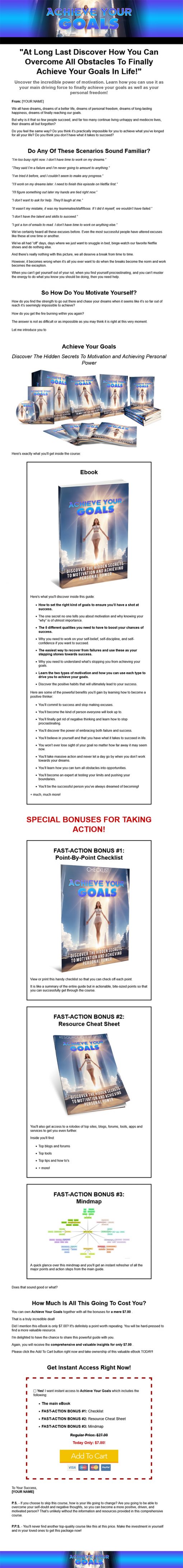 Achieve Your Goals Ebook and Videos MRR