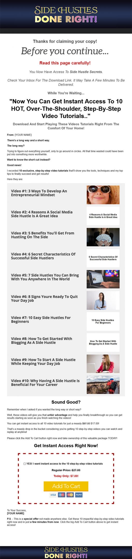 Side Hustles Done Right Ebook and Videos MRR