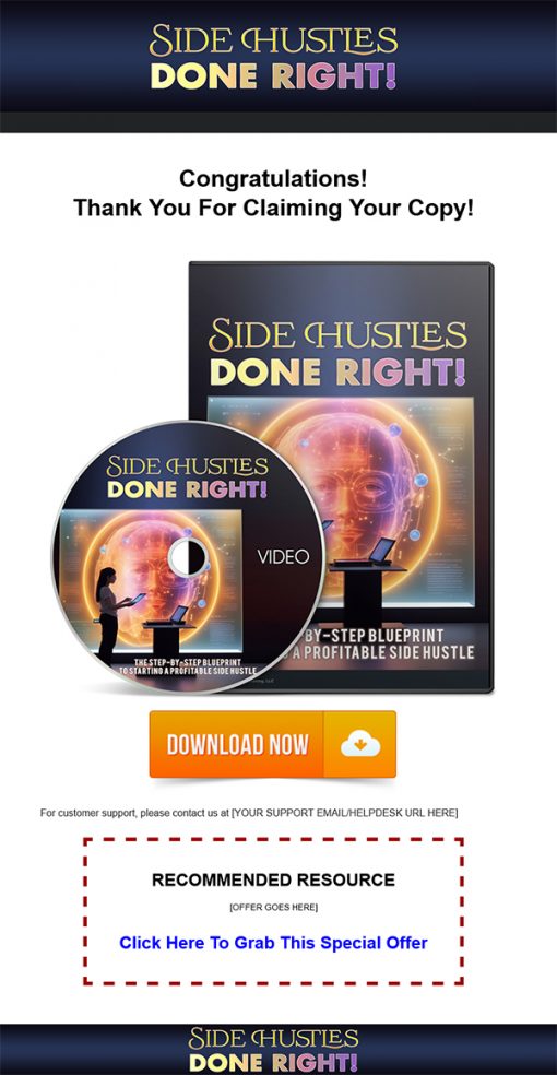 Side Hustles Done Right Ebook and Videos MRR