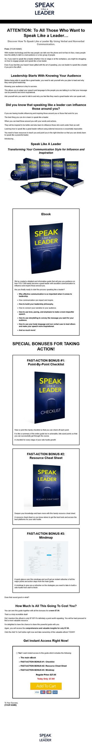Speak Like a Leader Ebook and Videos MRR