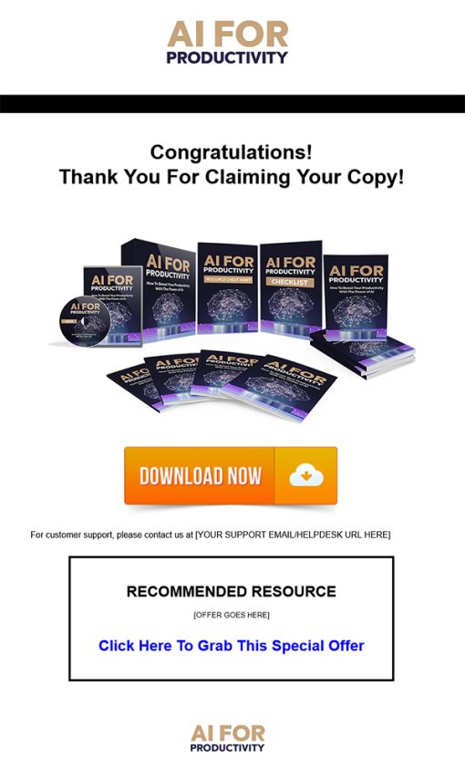 AI for Productivity Ebook and Videos MRR Sales Download