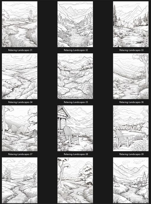 Relaxing Landscapes PLR Coloring Book