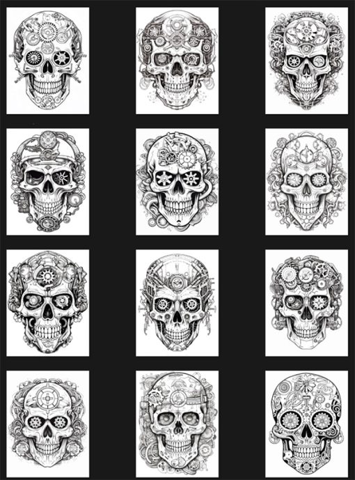 Steampunk Sugar Skulls PLR Coloring Ebook