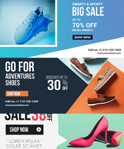 Footwear Horizontal Ad Templates PLR Graphics Vol 1