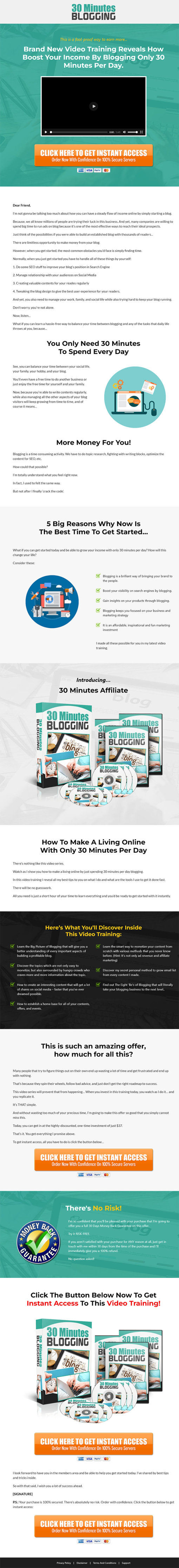 30 Minutes Blogging MRR Videos Sales