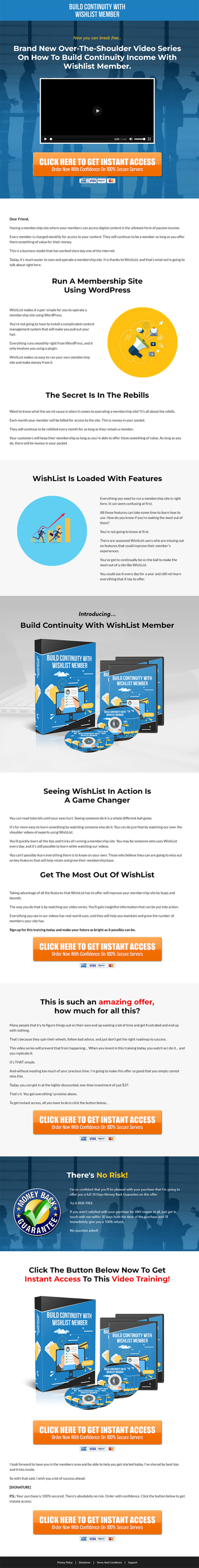 Build Continuity with Wishlist Member MRR Videos Sales