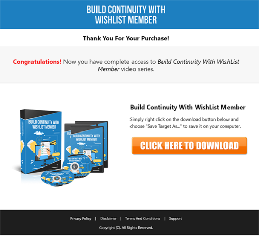 Build Continuity with Wishlist Member MRR Videos Sales TY