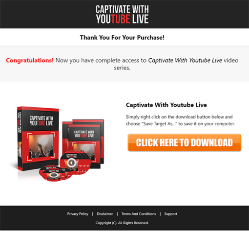 Captivate with Youtube Live MRR Videos Sales TY