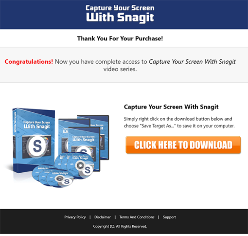 Capture Screen SnagIt MRR Videos Sales TY