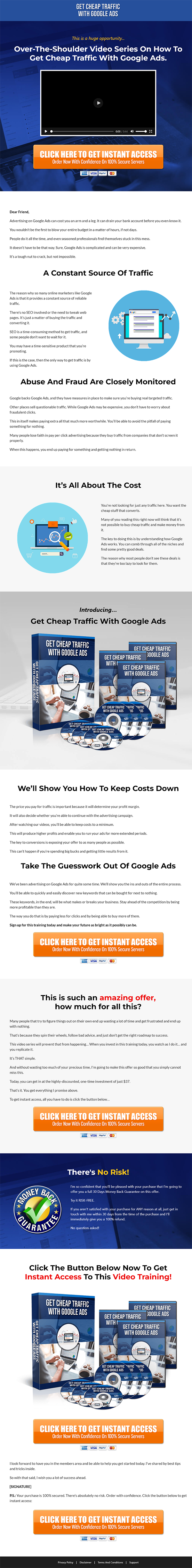 Cheap Traffic with Google Ads MRR Videos Sales