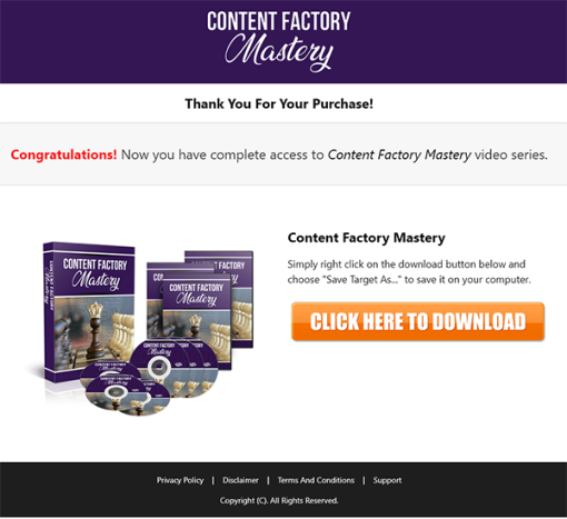 Content Factory Mastery MRR Videos Sales TY