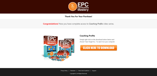EPC Conversion Mastery MRR Videos Sales TY
