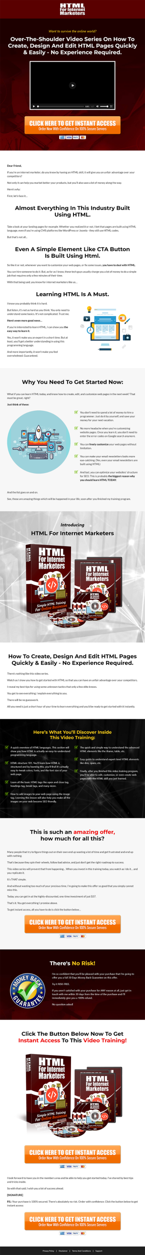 HTML for Internet Marketers MRR Videos Sales