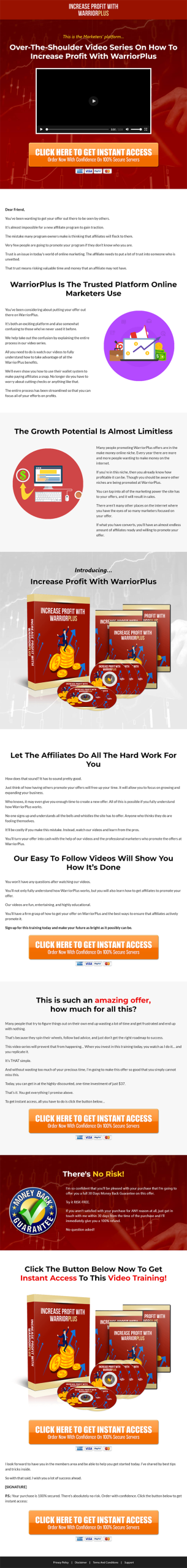 Increase Profit with Warrior Plus MRR Videos Sales Page
