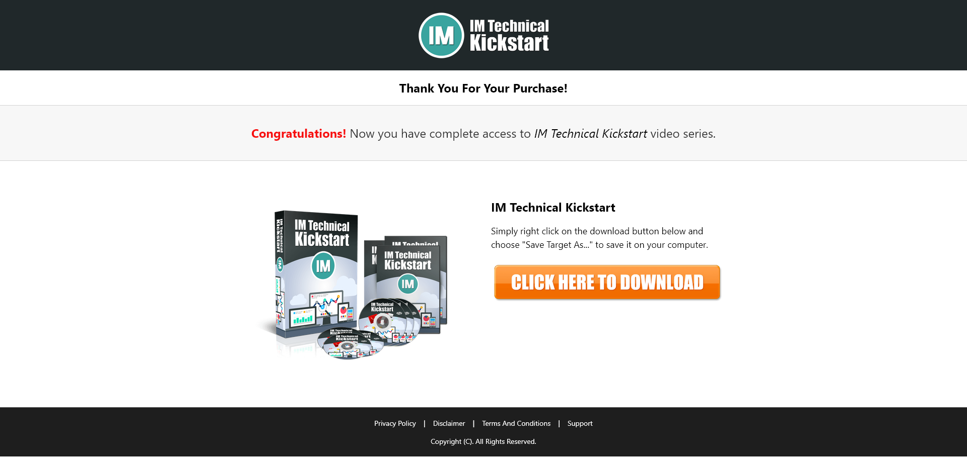 Internet Marketing Technical Kickstart MRR Videos Sales Thank You