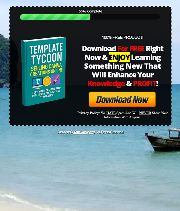 Template Tycoon PLR Ebook Squeeze Page