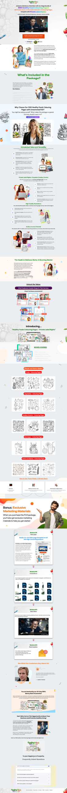 Healthy Food Beverages Coloring PLR Graphics Sales Page