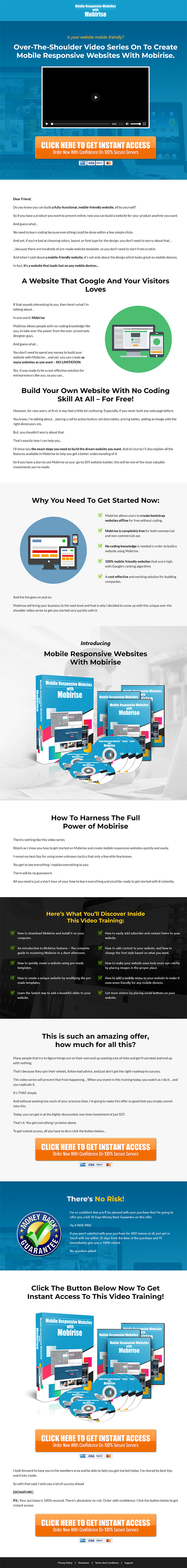 Mobile Responsive Sites with Mobirise MRR Videos Sales Page