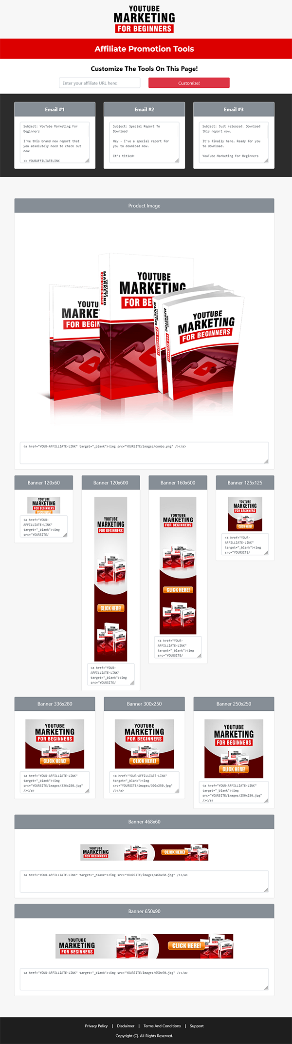 Youtube Marketing for Beginners PLR Report Affiliate Page