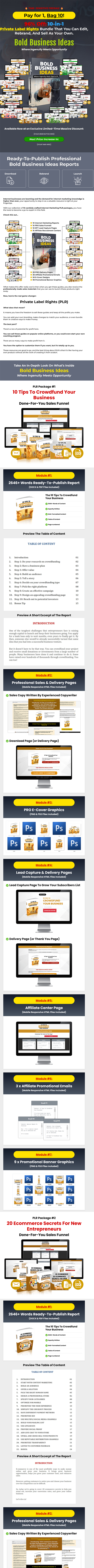 Bold Business Ideas PLR Reports Package Salespage