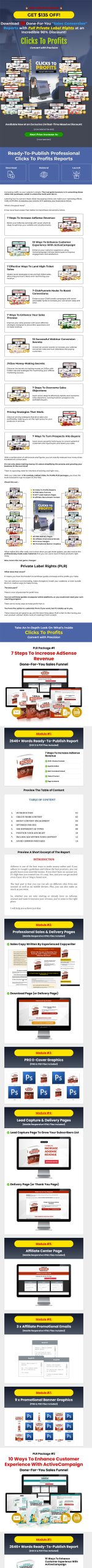 Clicks to Profits PLR Reports Package Sales