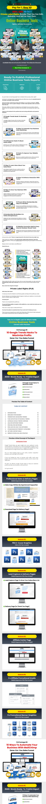 Online Business Tools PLR Reports Package Sales