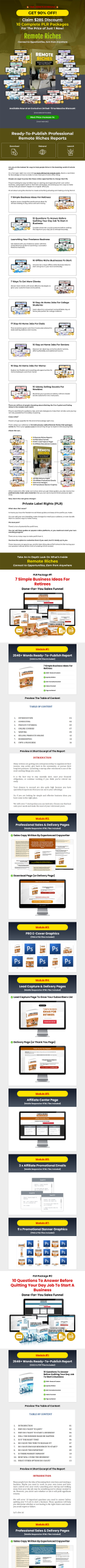 Remote Riches PLR Reports Package Sales