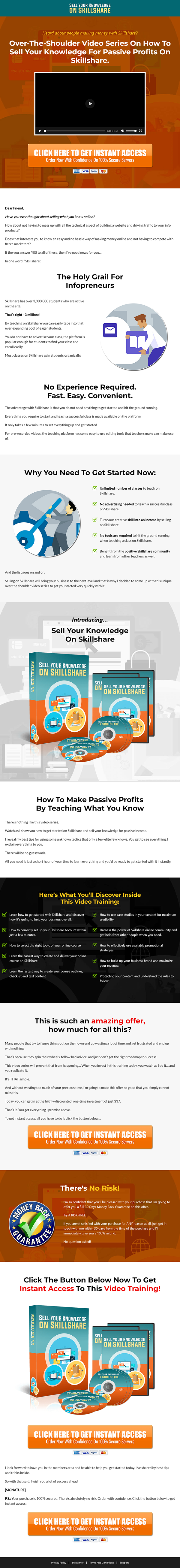 Sell Your Knowledge on Skillshare MRR Videos Sales