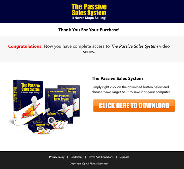 The Passive Sales System MRR Videos TY Page