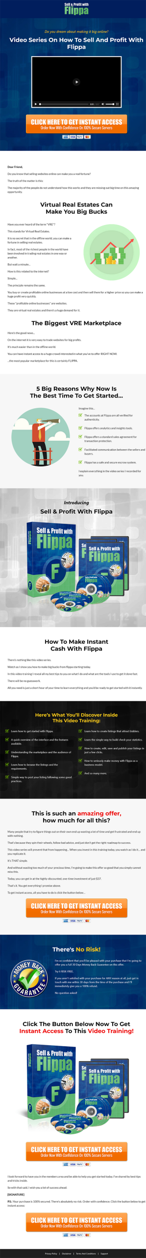 Sell and Profit with Flippa MRR Videos Sales Page