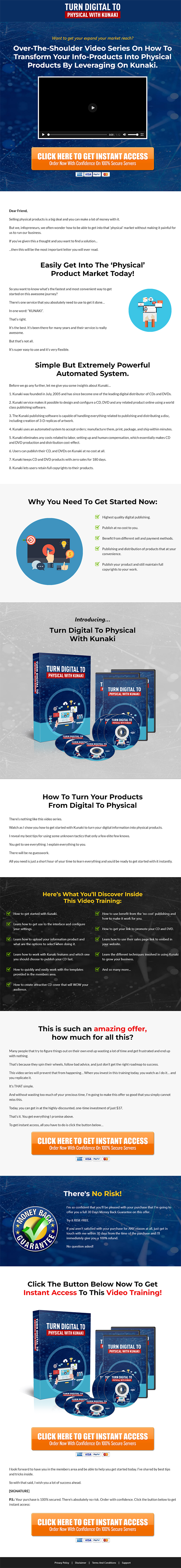 Turn Digital to Physical Kunaki MRR Videos Sales Page