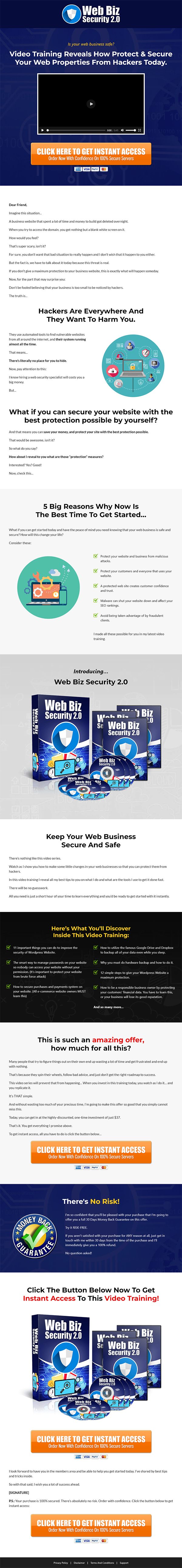 Web Business Security 2 MRR Videos Sales Page