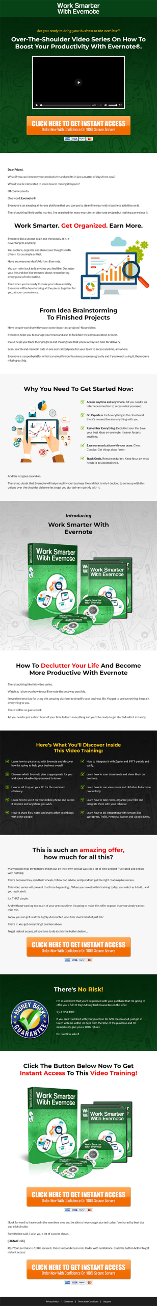 Work Smarter Evernote MRR Videos Sales Page