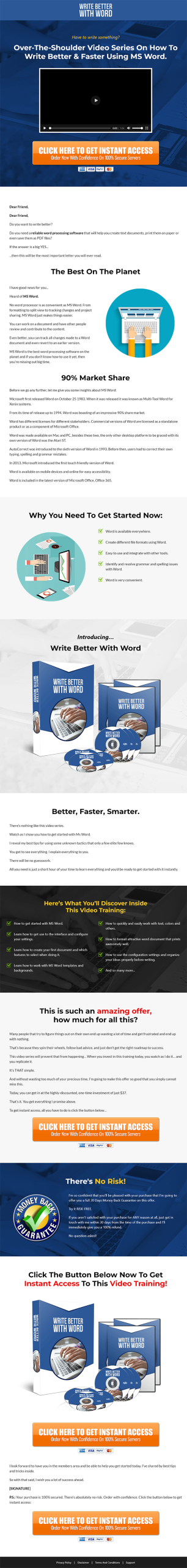 Write Better with Word MRR Videos Sales Page