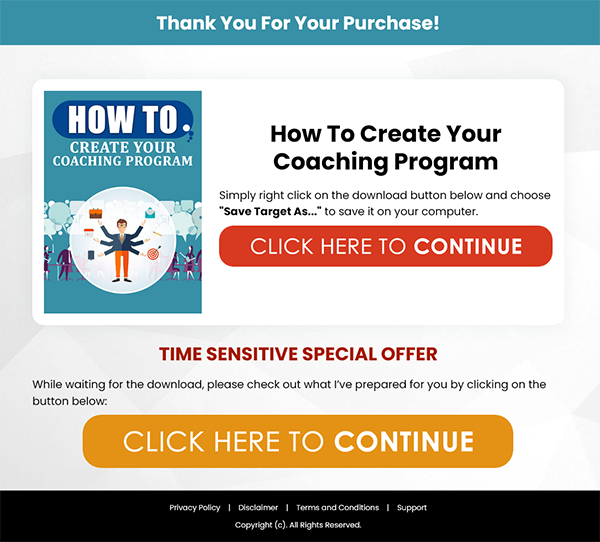 How to Create Coaching Program Package PLR Sales Thank You Page