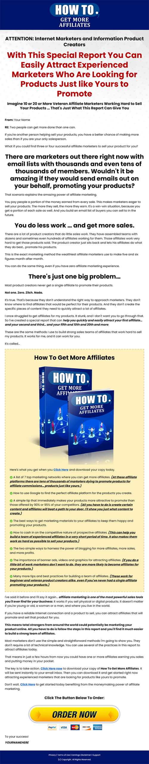 How to Get More Affiliates Package PLR Sales Page
