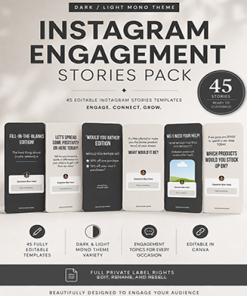 Mono Theme Instagram Engagement Stories PLR