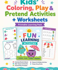 Kids Coloring Play and Pretend Activities and Worksheets PLR