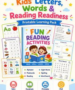 Kids' Letters Words and Reading Readiness Worksheets PLR
