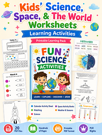 Kids Science Space and Weather Worksheets PLR